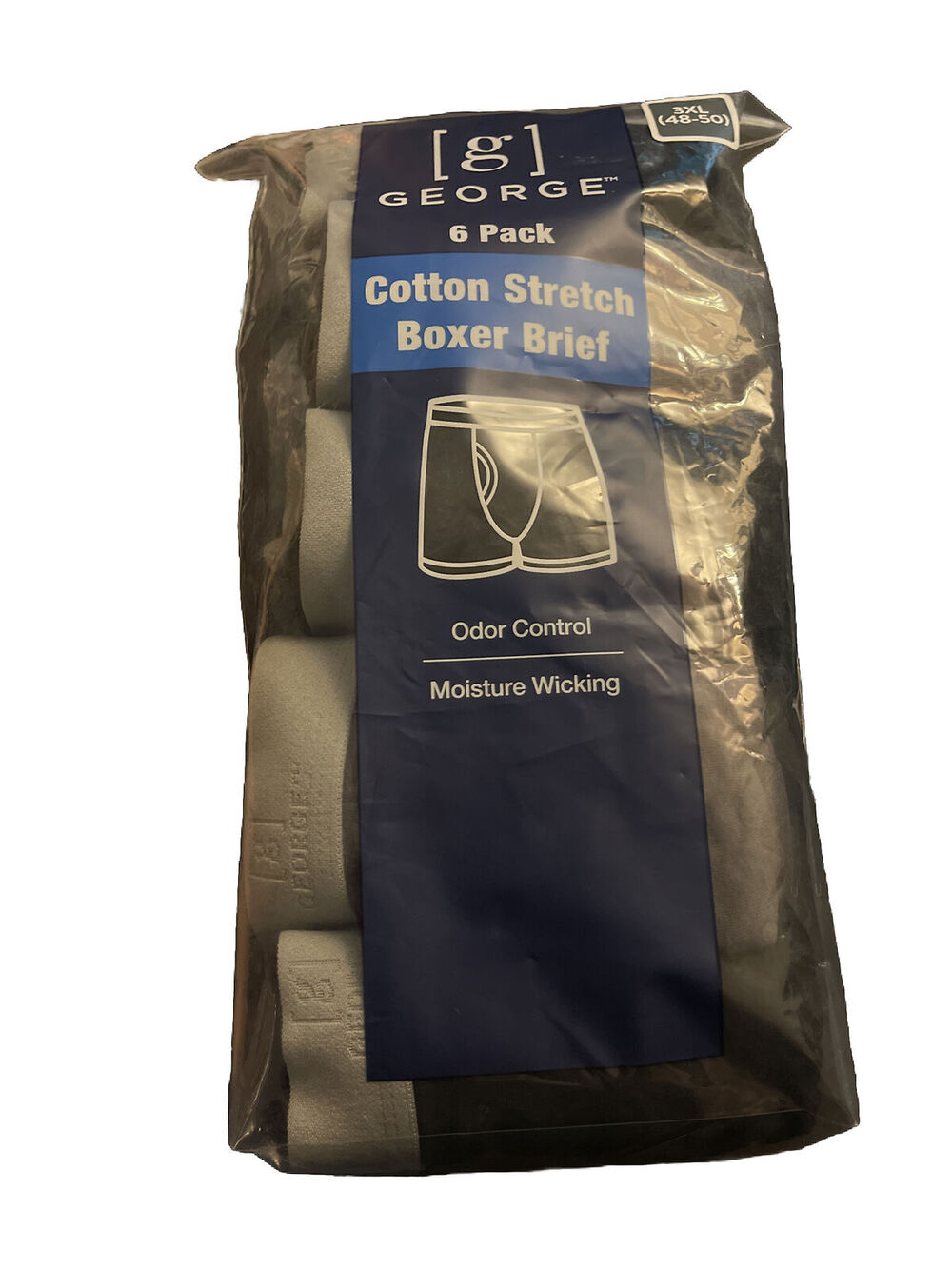 George Men's Boxer Briefs/Underwear 3XL "48-50" 6 Pack MultiColor Tag Free